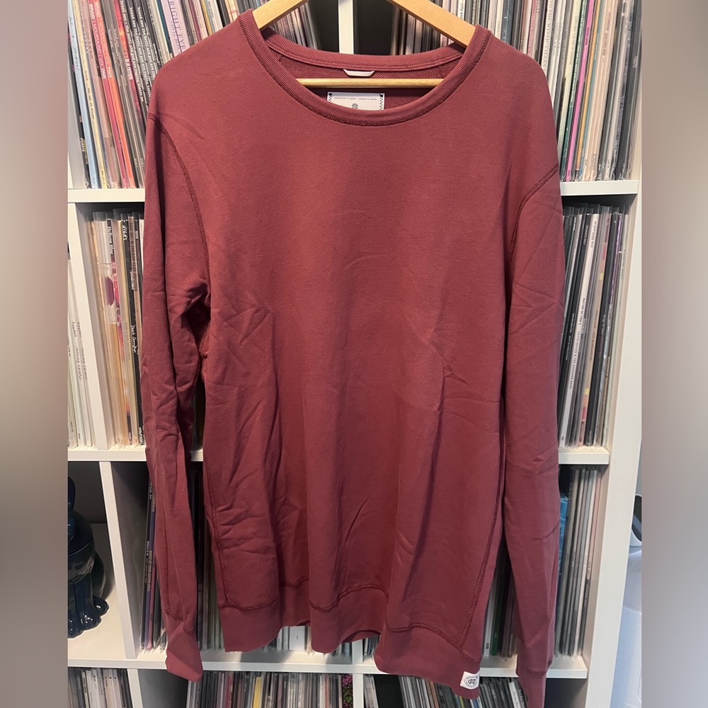 Reigning Champ Men's Burgundy Crewneck Sweater - Lightweight